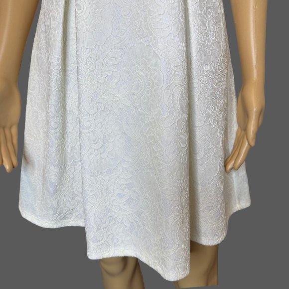 Francescas A-Line Dress Small S Off-White Full Lace Sleeveless Knee Length - Picture 7 of 13